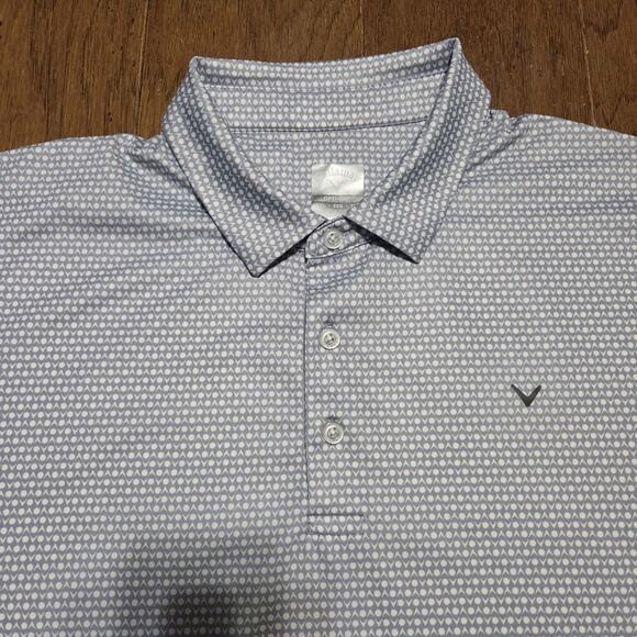 Callaway Opti Dri Performance Golf Polo Shirt Men 2XL Logo Print AOP Stretch - Picture 1 of 8